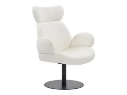 Poltrona*Vente-unique Poltrona giratória em tecido bouclé de cor branca - ATORCO Branco