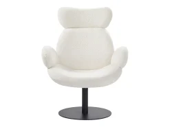 Poltrona*Vente-unique Poltrona giratória em tecido bouclé de cor branca - ATORCO Branco