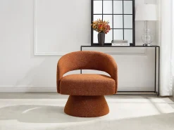 Poltrona|Vente-unique Poltrona giratória em tecido chenille FEDOTE Terracota