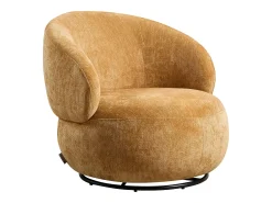 Poltrona*Vente-unique Poltrona giratória em tecido texturizado cor LACAZO Amarelo mostarda