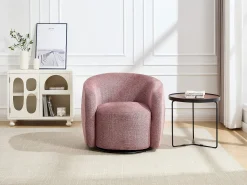 Poltrona*Vente-unique Poltrona giratória em tecido texturizado vermelho VEREIDE Rosa