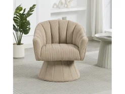 Merax Poltrona giratória moderna 360° - 70 x 66 x 72 cm - com assento e encosto ergonômicos + apoios de braço - veludo - cáqui^ Poltrona