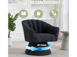 Poltrona*Merax Poltrona giratória moderna 360° - 70 x 66 x 72 cm - com assento e encosto ergonômicos + apoios de braço - veludo - cinza escuro Cinzento