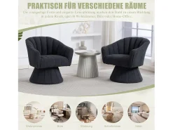 Poltrona*Merax Poltrona giratória moderna 360° - 70 x 66 x 72 cm - com assento e encosto ergonômicos + apoios de braço - veludo - cinza escuro Cinzento