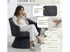 Poltrona*Merax Poltrona giratória moderna 360° - 70 x 66 x 72 cm - com assento e encosto ergonômicos + apoios de braço - veludo - cinza escuro Cinzento