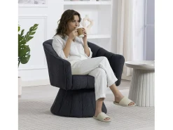 Poltrona*Merax Poltrona giratória moderna 360° - 70 x 66 x 72 cm - com assento e encosto ergonômicos + apoios de braço - veludo - cinza escuro Cinzento