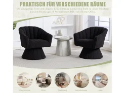 Merax Poltrona giratória moderna 360° - 70 x 66 x 72 cm - com assento e encosto ergonômicos + apoios de braço - veludo - preta^ Poltrona