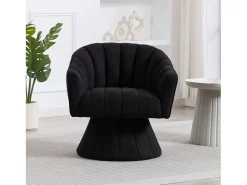 Merax Poltrona giratória moderna 360° - 70 x 66 x 72 cm - com assento e encosto ergonômicos + apoios de braço - veludo - preta^ Poltrona