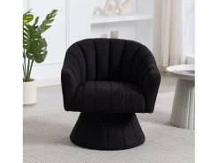 Merax Poltrona giratória moderna 360° - 70 x 66 x 72 cm - com assento e encosto ergonômicos + apoios de braço - veludo - preta^ Poltrona