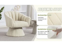 Poltrona*Merax Poltrona giratória moderna 360° - 70 x 66 x 72 cm - com assento e encosto ergonômicos + apoios de braço - veludo - Bege
