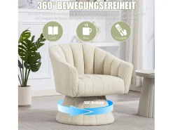 Poltrona*Merax Poltrona giratória moderna 360° - 70 x 66 x 72 cm - com assento e encosto ergonômicos + apoios de braço - veludo - Bege