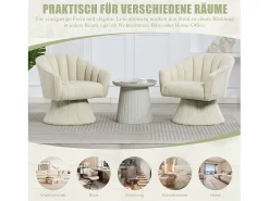 Poltrona*Merax Poltrona giratória moderna 360° - 70 x 66 x 72 cm - com assento e encosto ergonômicos + apoios de braço - veludo - Bege