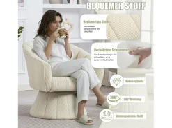Poltrona*Merax Poltrona giratória moderna 360° - 70 x 66 x 72 cm - com assento e encosto ergonômicos + apoios de braço - veludo - Bege