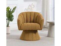 Poltrona|Merax Poltrona giratória moderna 360° - 70 x 66 x 72 cm - com assento e encosto ergonômicos + apoios de braço - veludo - Amarela Amarelo