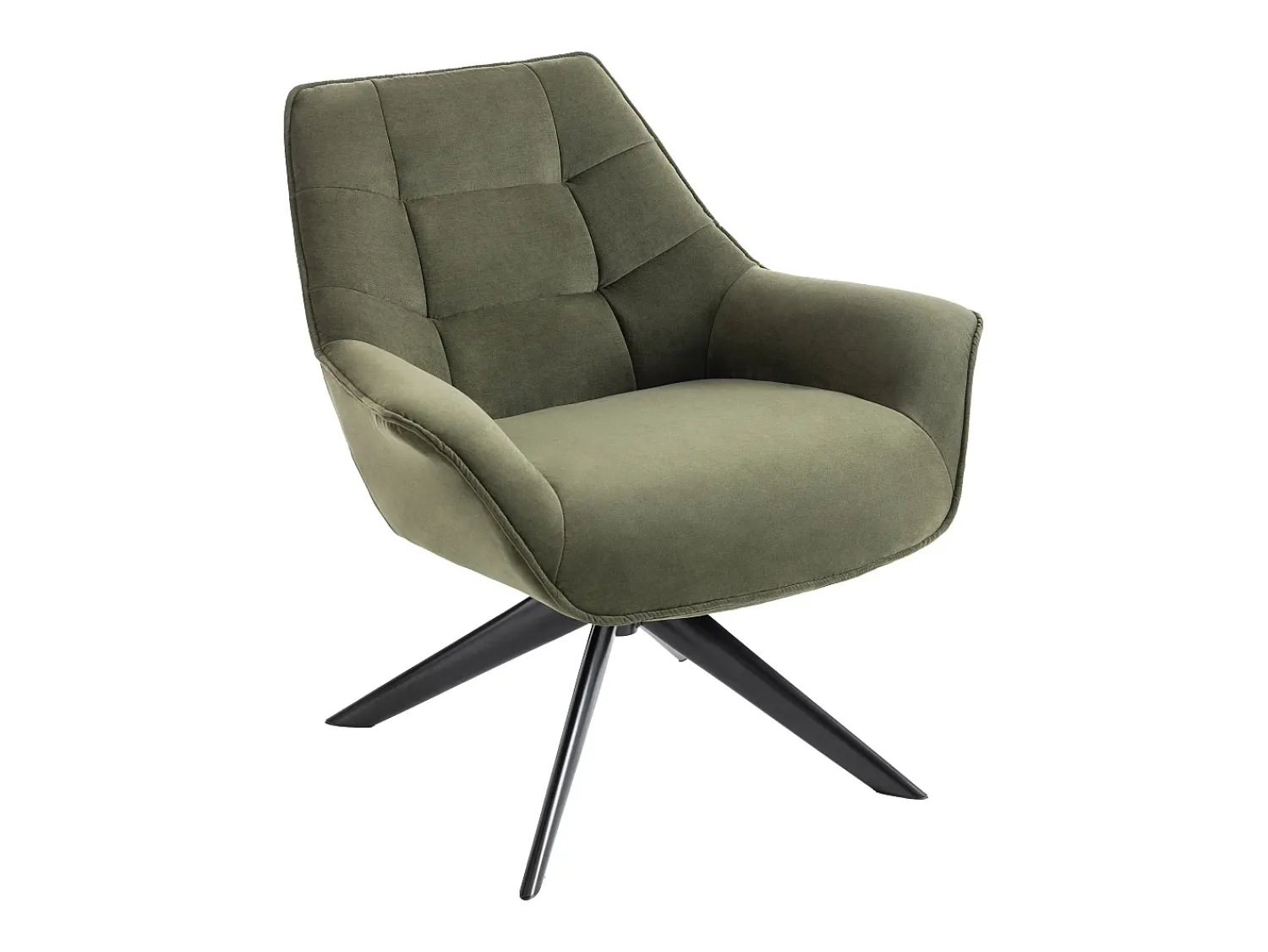 Vente-unique Poltrona giratória tecido verde oliva estilo charme vintage CANATO^ Poltrona