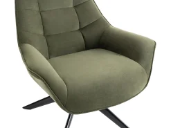 Vente-unique Poltrona giratória tecido verde oliva estilo charme vintage CANATO^ Poltrona