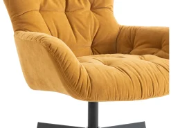 Poltrona*Vente-unique Poltrona giratória tecido estilo charme vintage OPHELIE Amarelo