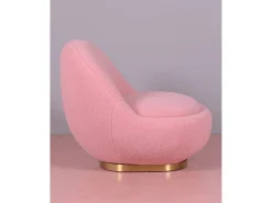 Sale Nest Dream Poltrona giratório de design estofado em algodão - Corsica - Rosa