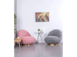 Sale Nest Dream Poltrona giratório de design estofado em algodão - Corsica - Rosa
