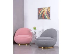 Nest Dream Poltrona giratório de design estofado em algodão - Corsica - Cinza Cinzento