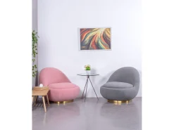 Nest Dream Poltrona giratório de design estofado em algodão - Corsica - Cinza Cinzento