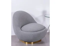 Nest Dream Poltrona giratório de design estofado em algodão - Corsica - Cinza Cinzento