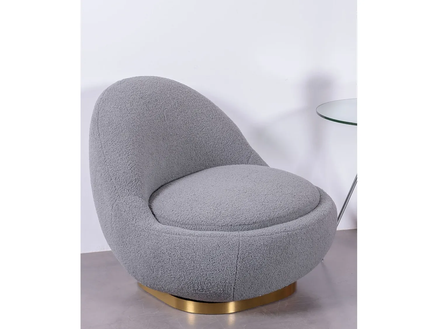 Nest Dream Poltrona giratório de design estofado em algodão - Corsica - Cinza Cinzento