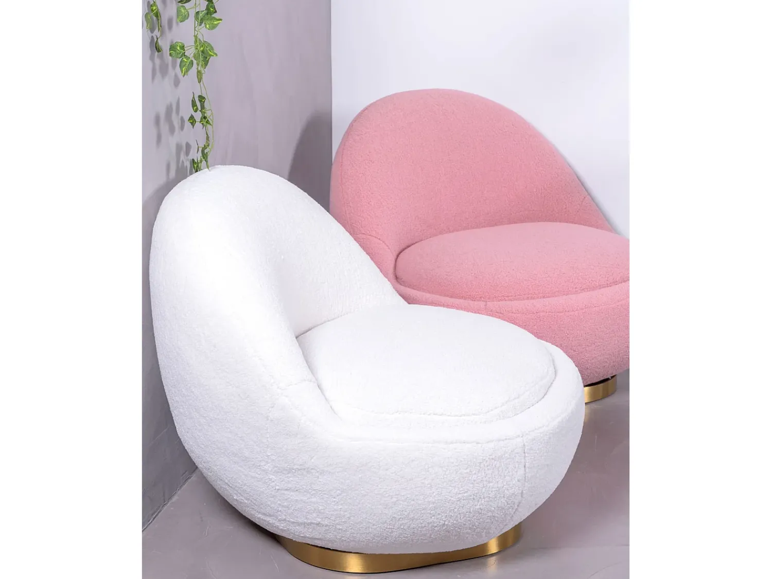 Poltrona*Nest Dream Poltrona giratório de design estofado em algodão - Corsica - Branco