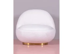 Poltrona*Nest Dream Poltrona giratório de design estofado em algodão - Corsica - Branco