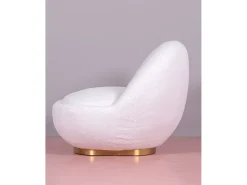 Poltrona*Nest Dream Poltrona giratório de design estofado em algodão - Corsica - Branco