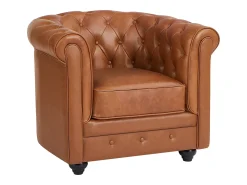 Poltrona*Vente-unique Poltrona icónica em pele de vaca cor - CHESTERFIELD Camel