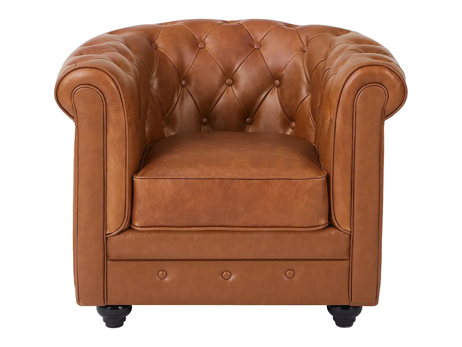 Poltrona*Vente-unique Poltrona icónica em pele de vaca cor - CHESTERFIELD Camel