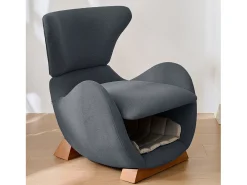 Merax Poltrona ideal para quem tem animais de estimação - 66 x 69 x 76 cm - tecido resistente a riscos - madeira - cinza^ Poltrona