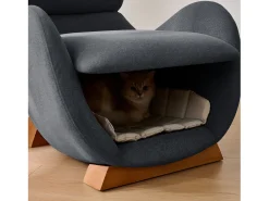 Merax Poltrona ideal para quem tem animais de estimação - 66 x 69 x 76 cm - tecido resistente a riscos - madeira - cinza^ Poltrona