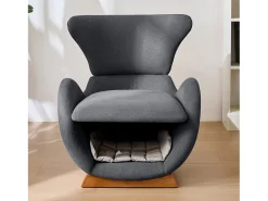 Merax Poltrona ideal para quem tem animais de estimação - 66 x 69 x 76 cm - tecido resistente a riscos - madeira - cinza^ Poltrona