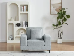 Poltrona|Vente-unique Poltrona individual em tecido texturizado de cor cinza claro JAMOLO Cinzento claro