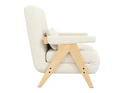 Poltrona|ModernLuxe Poltrona individual 64x68,5x93 cm - conversível 3 em 1 - estofada - linho - bege + natural Natural claro / Branco