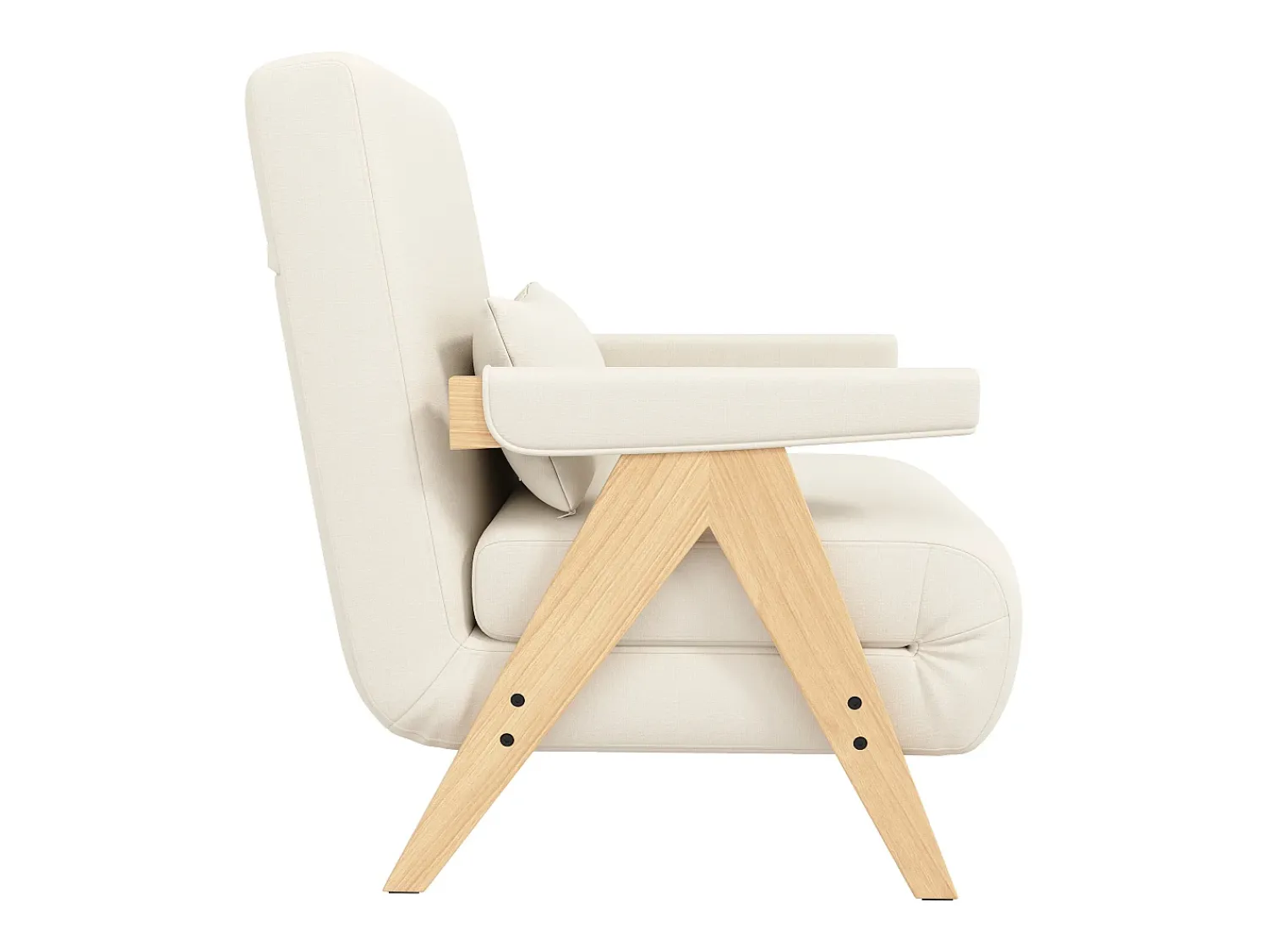 Poltrona|ModernLuxe Poltrona individual 64x68,5x93 cm - conversível 3 em 1 - estofada - linho - bege + natural Natural claro / Branco