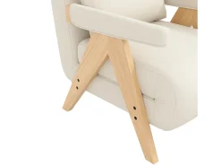 Poltrona|ModernLuxe Poltrona individual 64x68,5x93 cm - conversível 3 em 1 - estofada - linho - bege + natural Natural claro / Branco
