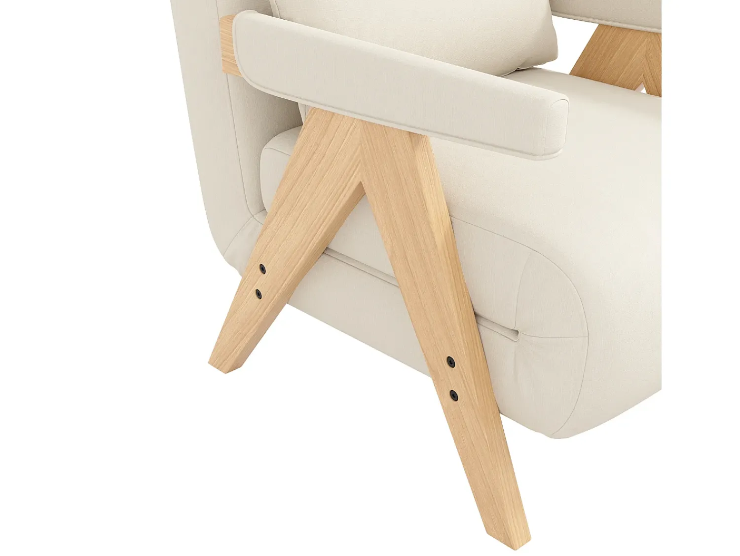 Poltrona|ModernLuxe Poltrona individual 64x68,5x93 cm - conversível 3 em 1 - estofada - linho - bege + natural Natural claro / Branco