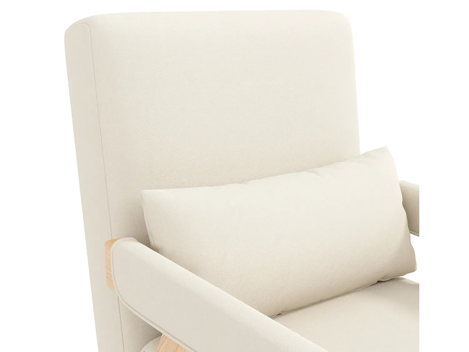 Poltrona|ModernLuxe Poltrona individual 64x68,5x93 cm - conversível 3 em 1 - estofada - linho - bege + natural Natural claro / Branco