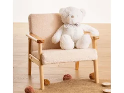 Poltrona*Atmosphera Poltrona Infantil Basile Tecido Bege e Carvalho Claro 43 cm Móveis Infantis Natural claro