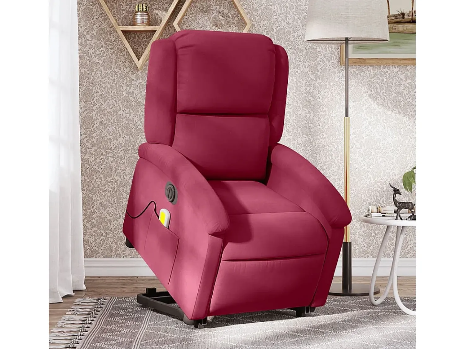 Poltrona| Poltrona massagens elevatória elétrica veludo -tinto SHL880212 Vermelho