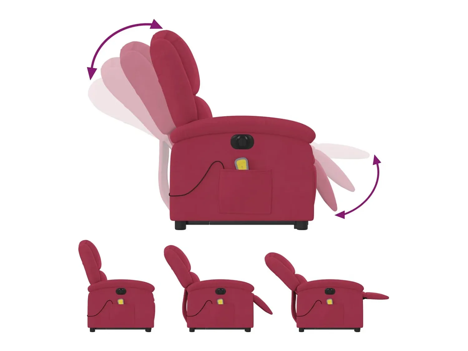 Poltrona| Poltrona massagens elevatória elétrica veludo -tinto SHL880212 Vermelho