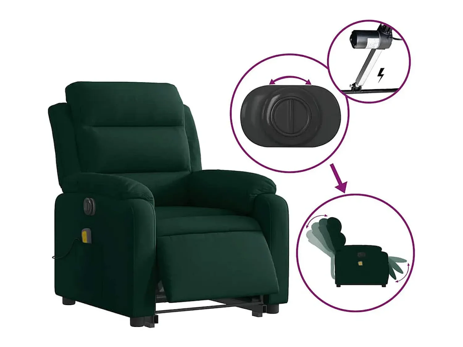 Online vidaxl Poltrona massagens elevatória elétrica veludo -escuro Verde