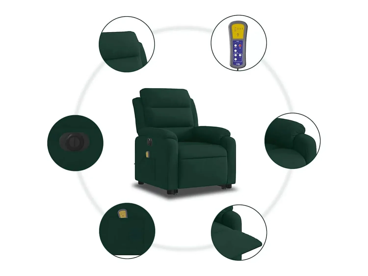 Online vidaxl Poltrona massagens elevatória elétrica veludo -escuro Verde