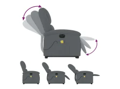 Poltrona massagens elevatória elétrica veludo cinzento-escuro SHL427517^ Poltrona