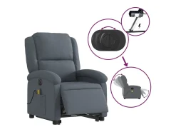 Poltrona massagens elevatória elétrica veludo cinzento-escuro SHL427517^ Poltrona