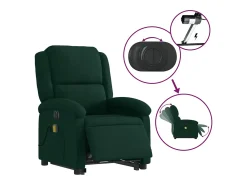 Poltrona*vidaxl Poltrona massagens elevatória elétrica veludo -escuro Verde