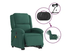 Poltrona* Poltrona massagens elevatória elétrica veludo verde-escuro SHL586841 Verde pinho